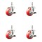 Service Caster 3 Inch 316SS Red Polyurethane Swivel 12mm Threaded Stem Caster Set Brake SS316TS20S314-PPUB-RED-TLB-M1215-4 - alternate 1